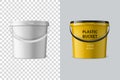 Vector Realistic 3d White Plastic Bucket for Food Products, Paint, Foodstuff, Adhesives, Primers, Putty Isolated. Design