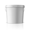 Vector Realistic 3d White Plastic Bucket for Food Products, Paint, Foodstuff, Adhesives, Sealants, Primers, Putty