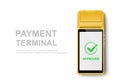 Vector Realistic 3d Yellow Touch Mobile Payment Machine. POS Terminal Closeup Isolated on White. Design Template of Bank
