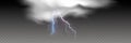 Vector realistic dark stormy sky with clouds, heavy rain and lightning strikes Royalty Free Stock Photo