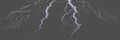 Vector realistic dark stormy sky with clouds, heavy rain and lightning strikes. Royalty Free Stock Photo