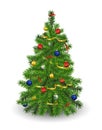 Vector realistic decorated christmas tree isolated on white back Royalty Free Stock Photo