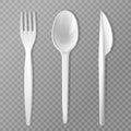 Vector realistic disposable fork knife spoon