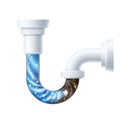 Vector plastic drain pipe clog with liquid cleaner