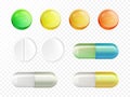 Vector realistic drugs pills and capsules set