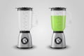 Vector Realistic Electric Steel Chrome Empty and Full with Green Juice Cocktail Juicer Blender Appliance Set with Glass Container Royalty Free Stock Photo