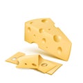 Vector realistic emmental cheese wedge with slices