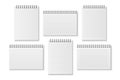 Vector realistic empty paper opened business notebook with spiral - blank pages, with cages and rulers - icon set