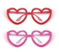 Vector realistic eyeglasses heart shape photobooth