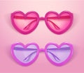 Vector realistic eyeglasses heart shape photobooth