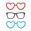 Vector realistic eyeglasses heart shape photobooth