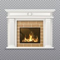 Vector realistic fireplace in a brick wall