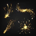 Vector realistic fireworks, sparks from welding, burning Royalty Free Stock Photo