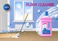 Vector realistic floor cleaner detergent bottle ad