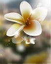 Vector realistic flower on blurred background