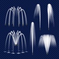 Vector realistic fountain with water jet icon set Royalty Free Stock Photo