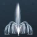Vector realistic fountains, geysers isolated on transparent