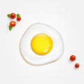 Vector realistic fried egg with cherry tomatoes