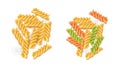 Vector realistic fusilli italian pasta colored set