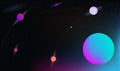 Vector realistic and futuristic space background with bright light planets and stars. Royalty Free Stock Photo