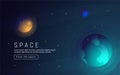 Vector realistic and futuristic space background with bright light planets and stars. Royalty Free Stock Photo