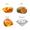 Vector Realistic Gems Jewelry Stones Collection. Isolated On White Background Royalty Free Stock Photo