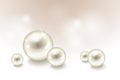 Vector realistic glossy beautiful pearls on soft background