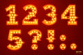 Vector glowing lamp numbers, for circus, movie etc Royalty Free Stock Photo