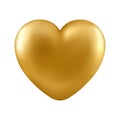 Vector realistic golden heart isolated on transparent background. Gold decorative design element for Valentine`s Day, love card,
