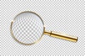 Vector realistic golden magnifier isolated on transparent background. Royalty Free Stock Photo