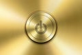 Vector Realistic Golden Yellow Metallic Knob. Circle Button Closeup. Design Template of Metal. Power Volume Playback