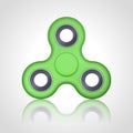 Vector realistic green hand fidget spinner toy stress relieving on white background. Anti stress and relaxation fidgets Royalty Free Stock Photo