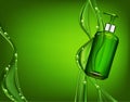 Vector realistic, green, transparent bottle 3d with soap pump o Royalty Free Stock Photo