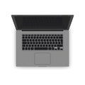 Vector realistic grey laptop mockup. 3d computer illustration detailed keyboard, screen, touch pad top view. Blank Royalty Free Stock Photo