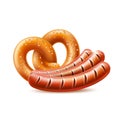 Vector realistic grilled meat sausage for bbq set Royalty Free Stock Photo