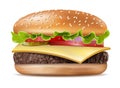 Vector Realistic Hamburger Classic Burger American Cheeseburger Royalty Free Stock Photo