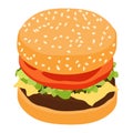 Hamburger Classic Burger American Cheeseburger with Lettuce Tomato Onion Royalty Free Stock Photo