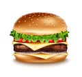 Vector Realistic Hamburger icon. Classic Burger American Cheeseburger