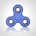 Vector realistic hand blue spinner. Fidget toy for increased focus, stress relief illustration. EPS 10.