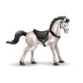 Vector realistic horse toy, doll with black saddle Royalty Free Stock Photo