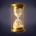 Vector realistic hourglass with golden sand Royalty Free Stock Photo