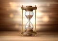 Vector realistic hourglass sandglass 3d on brown Royalty Free Stock Photo
