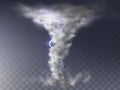 Vector realistic hurricane, tornado with lightning Royalty Free Stock Photo