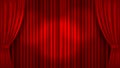 Vector Realistic Illuminated Stage With Open Red Velvet Curtains
