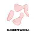 Vector Realistic Illustration of Raw Chicken Wings