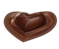 Vector Realistic Illustration of Chocolate Melted Liquid Heart Shaped Dessert on White Background