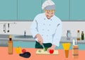 Vector realistic illustration of cook in the kitchen