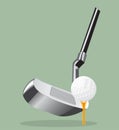 Vector realistic illustration. Golf club and ball. putter. Royalty Free Stock Photo