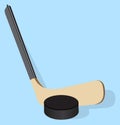 Vector realistic illustration. Hockey stick and puck. Royalty Free Stock Photo