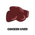 Vector Realistic Illustration of Raw Chicken Liver Royalty Free Stock Photo